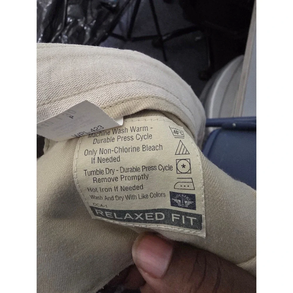 Vintage Dockers Pleated Linen Cotton Trousers Men 40x30 Beige Cuffed Chino Pants